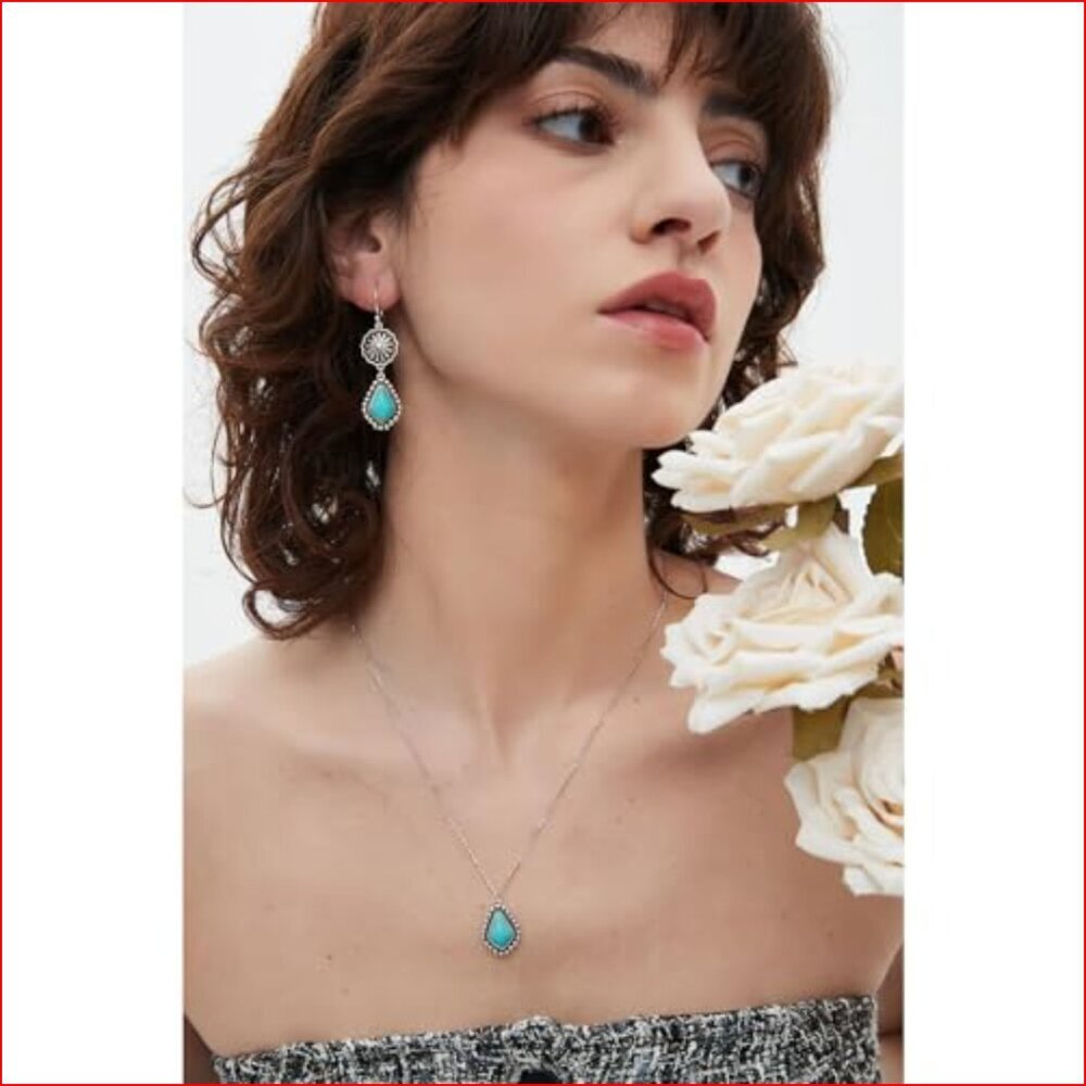 925 Sterling Silver Turquoise Jewelry Set With Gift Box View 3